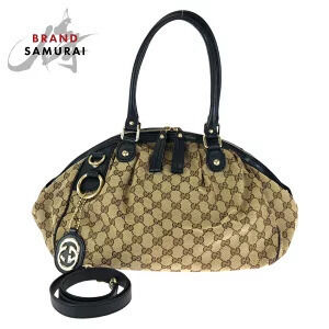 Gucci Sukey bag beige black GG canvas leather shoulder tote